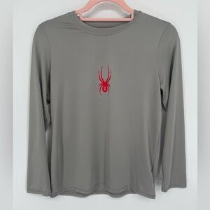 Spyder Grey and Red Long Sleeve Swim Shirt Boys Size Large